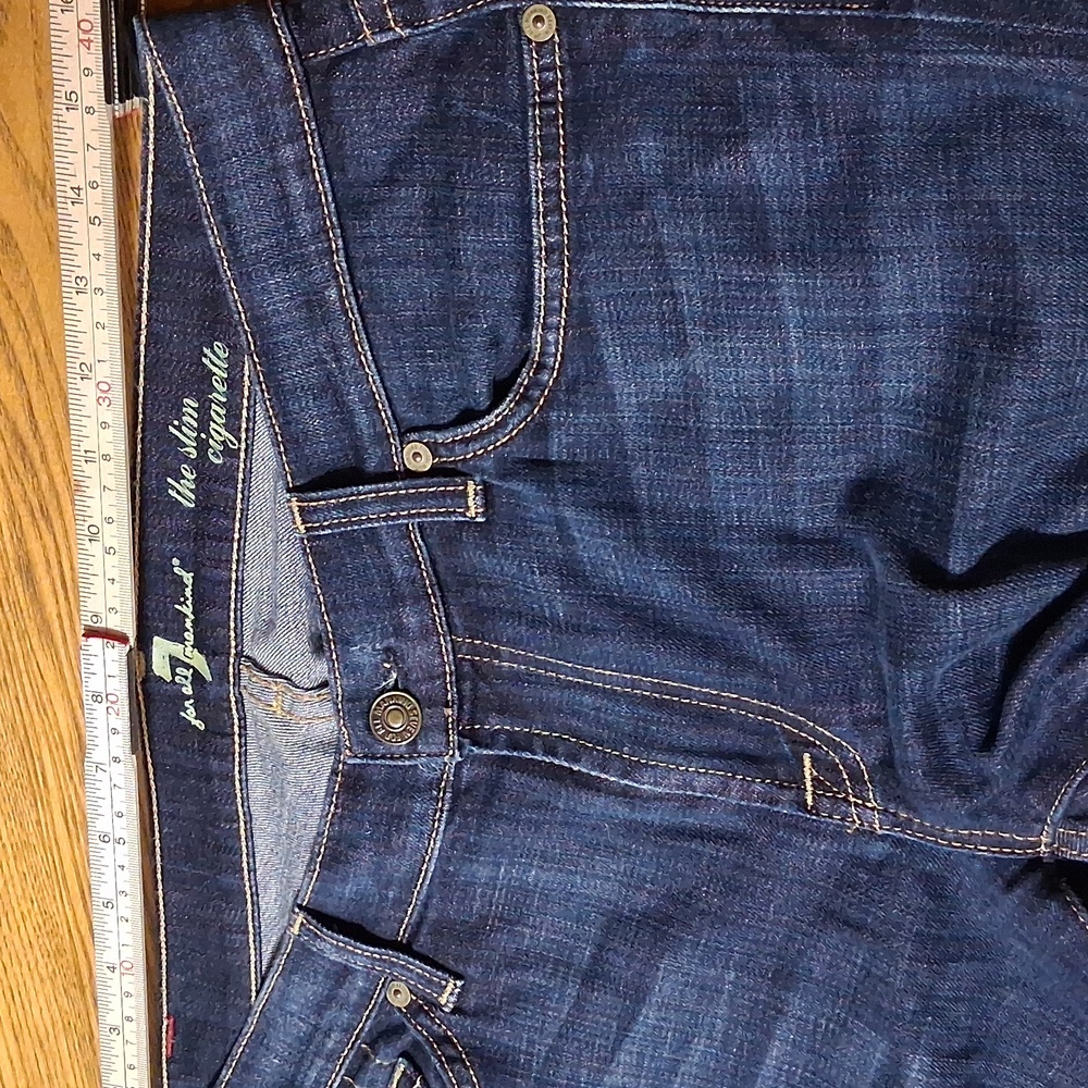 7 FOR ALL MANKIND Womens Jeans 31 BLUE Dark Wash Denim Preowned Used - Picture 5 of 7